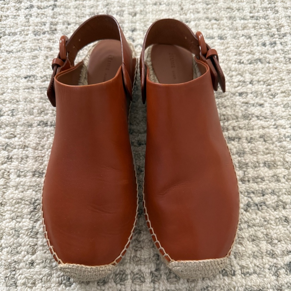 CELINE Tan Leather Espadrilles with leather strap/buckle, Women Size 38